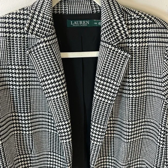 Lauren Ralph Lauren Women’s Houndstooth Heritage Print Blazer Jacket Sz 14w - Picture 3 of 14
